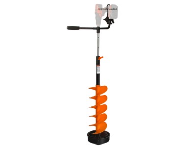 Nordic Legend Hardwater Lite E-Drill Combo, Cordless Nylon Ice Drill Auger 6" Dia. W/ICE Scoop Chipper/Universal Drill Adapter/Ice Fishing Rod Rack and 1 Set REPLACMENT Blades