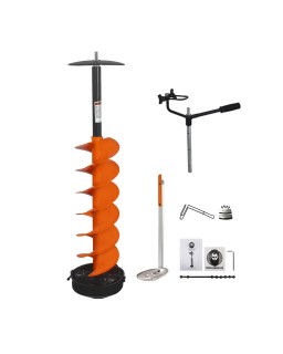 Nordic Legend Hardwater Lite E-Drill Combo, Cordless Nylon Ice Drill Auger 6" Dia. W/ICE Scoop Chipper/Universal Drill Adapter/Ice Fishing Rod Rack and 1 Set REPLACMENT Blades