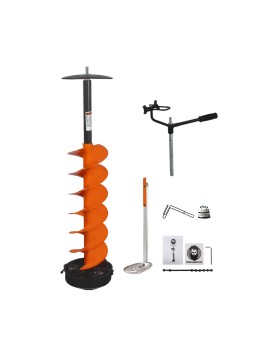 Nordic Legend Hardwater Lite E-Drill Combo, Cordless Nylon Ice Drill Auger 6" Dia. W/ICE Scoop Chipper/Universal Drill Adapter/Ice Fishing Rod Rack and 1 Set REPLACMENT Blades
