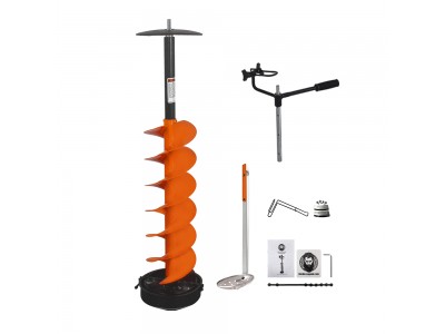 Nordic Legend Hardwater Lite E-Drill Combo, Cordless Nylon Ice Drill Auger 6" Dia. W/ICE Scoop Chipper/Universal Drill Adapter/Ice Fishing Rod Rack and 1 Set REPLACMENT Blades