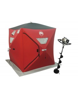 33cc Power Ice Auger and Portable Two Man Shelter Combo