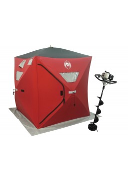 33cc Power Ice Auger and Portable Two Man Shelter Combo